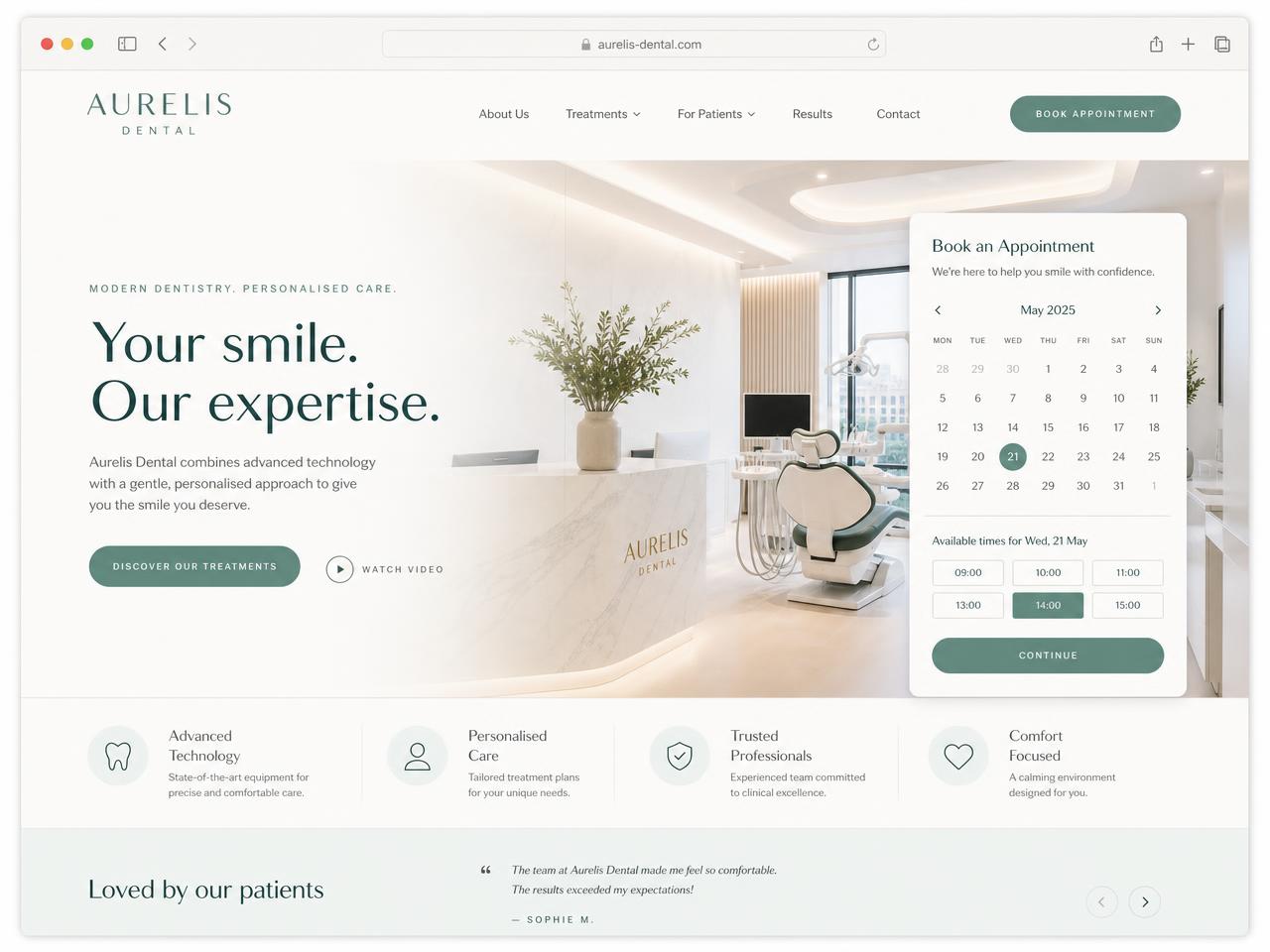 Website für Aurelis Dental — Zahnarztpraxis