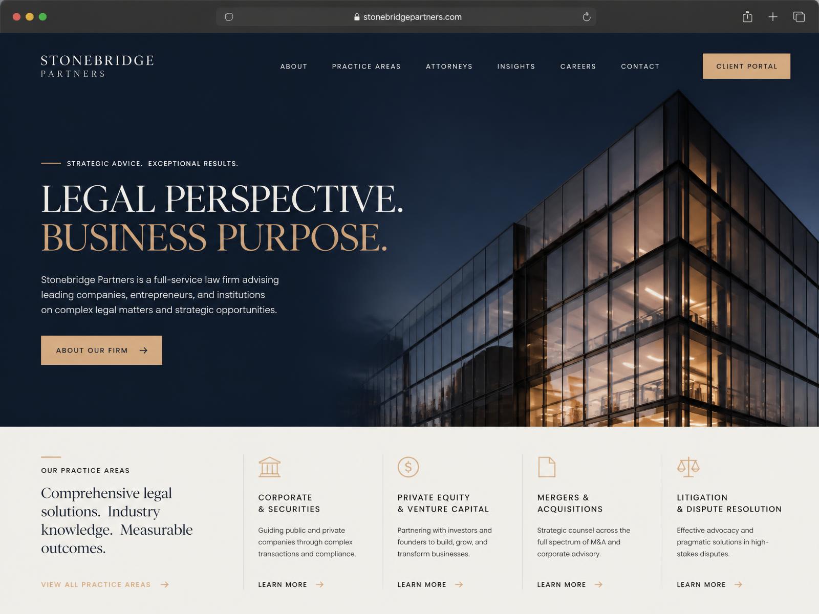 Website für Meridian Legal — Wirtschaftskanzlei
